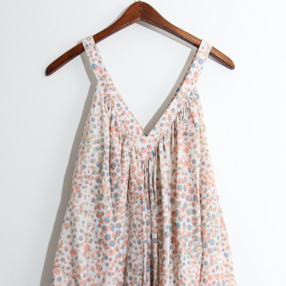 Azeeza Midi Tent Tank Dress V-Neck Polka Dot Spotted Pink Blue White One Size - Picture 6 of 11